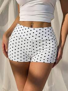 SHEIN EZwear Women's Casual Polka Dot Print Leggings, Summer - White - View 4
