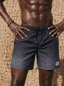 Palasendo Men's Fashion Casual Beach/Swim Shorts, Suitable For Summer, Hawaiian - Grey - View 2