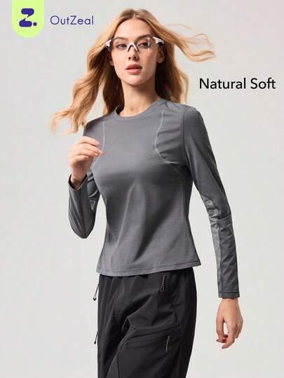 OutZeal Women Outdoor Tee Gym Workout Soft Stretch Long Sleeve Slim-Fit Outdoor Tops