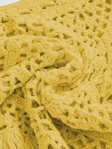 ROMWE Women's Fairycore Crochet Tassel Vacation Style Skirt - Yellow - View 5