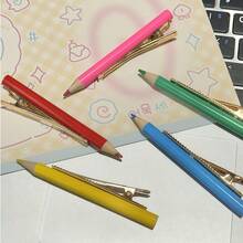 Joivida 1个彩虹铅笔发夹，少女风，鸭嘴夹，学生刘海夹，带书写功能的个性化发夹，发饰 - 多色 - 查看 5