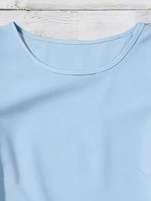 SHEIN LUNE Women's Summer Casual Solid Color Flutter Sleeve Blouse - Multicolor - View 3
