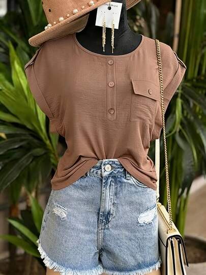 SHEIN LUNE CURVE 大码女式休闲宽松夏季假日嘉年华派对上衣