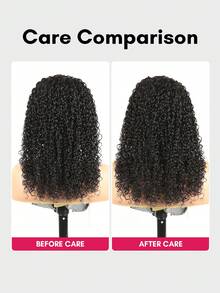 QUICK WEAR Pixie Curly Half Wig Human Hair 3 In 1 Seamless Flip Over Half Wigs Human Hair Glueless Wigs With Front Pixie Curly Hair Natural Black Wear And Go Beginner Friendly Human Hair Drawstring Headband Wig For Women - Natural Black - View 6