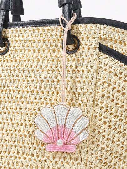 Viva Strut 1 Piece Of Summer Island Style Handmade Bead Shell Bag Hanging Accessory, Fresh Diamond Inlaid Shell Pendant, Niche Vacation Accessory, Suitable For Beach, Vacation, Festival, Summer, Seaside, Beach Party (Handmade Bead, Batch May Vary)