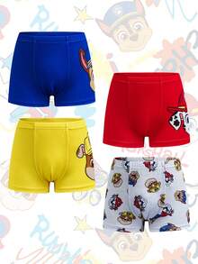 SHEIN | PAW Patrol 4 chiếc quần boxer cho bé trai, màu xám, xanh dương, đỏ, vàng với hình ảnh chú cún con dễ thương. - Nhiều màu - Xem 6