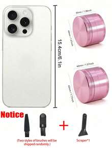 1 pieza Molinillo de metal portátil color rosa pálido, de 4 capas, diseño lindo, disponible en 1,57 pulgadas o 1,96 pulgadas - Rosa - Ver 3