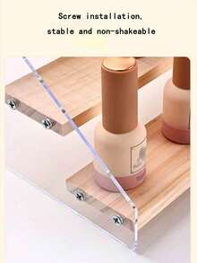 1pc Wooden Multilayer Stepped Display Stand, Wooden Multi-Tier Storage Display Riser For Collectibles, Action Figures, Perfume, Cosmetics, Multipurpose Display Shelf - Beige - View 5