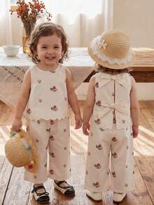 女婴碎花无袖上衣和宽松休闲裤两件套 儿童两件套 女童碎花套装 女童两件套 儿童碎花套装 幼儿/女婴服装 女童裙子套装 复古风童装 女婴裙子套装 碎花裙套装 女童蝴蝶结上衣碎花裙套装 蝴蝶结上衣套装 女童套装 女童服装套装 幼儿女童裙子套装 女童服装裙子套装 碎花裙套装 女婴两件套 女婴蝴蝶结上衣裙子套装 姐妹装 蝴蝶结上衣 幼儿 - 卡其色 - 查看 2