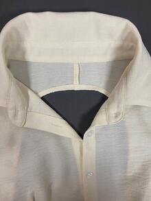 INAWLY Solid Color Sleeveless Backless Front Button Casual Shirt - Apricot - View 4