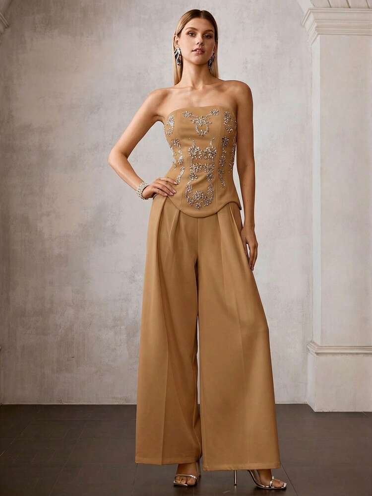 MOTF Soiréza WOMEN'S SPRING/SUMMER RHINESTONE EMBELLISHED JUMPSUIT