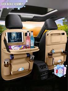 1 Túi đựng đồ gắn ghế ô tô - Khay bàn gấp có chân đế/Hộp đựng khăn giấy/Giá đựng cốc/Giá đựng ô/Túi đựng điện thoại/Bàn để laptop và bàn ăn trên ô tô, chất liệu da PU chống thấm nước và chống mài mòn. - Nhiều màu - Xem 1