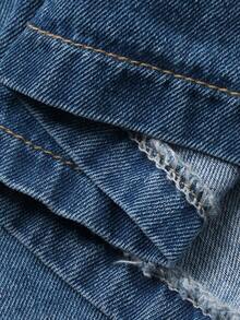 FRIFUL Vestido vaquero casual sin mangas con botones delanteros, para primavera/verano - Azul - Ver 3