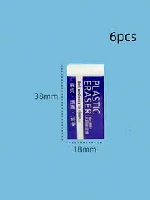 6pcs White Erasers For Drawing, Office, School, Clean And Soft, Easy To Wipe, School Supplies Back To School - White - View 2