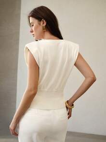 MOTF PREMIUM Chaleco de Cardigan de Cuello en V - Blanco - Ver 3