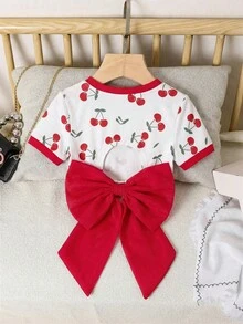 Áo thun croptop ôm sát, hở lưng, màu trơn dành cho bé gái, điểm nhấn là nơ organza ngoại cỡ, phong cách thanh lịch Pháp thời thượng, thích hợp cho mùa tựu trường, phong cách Y2K, ngọt ngào và cá tính. - trắng - Xem 2