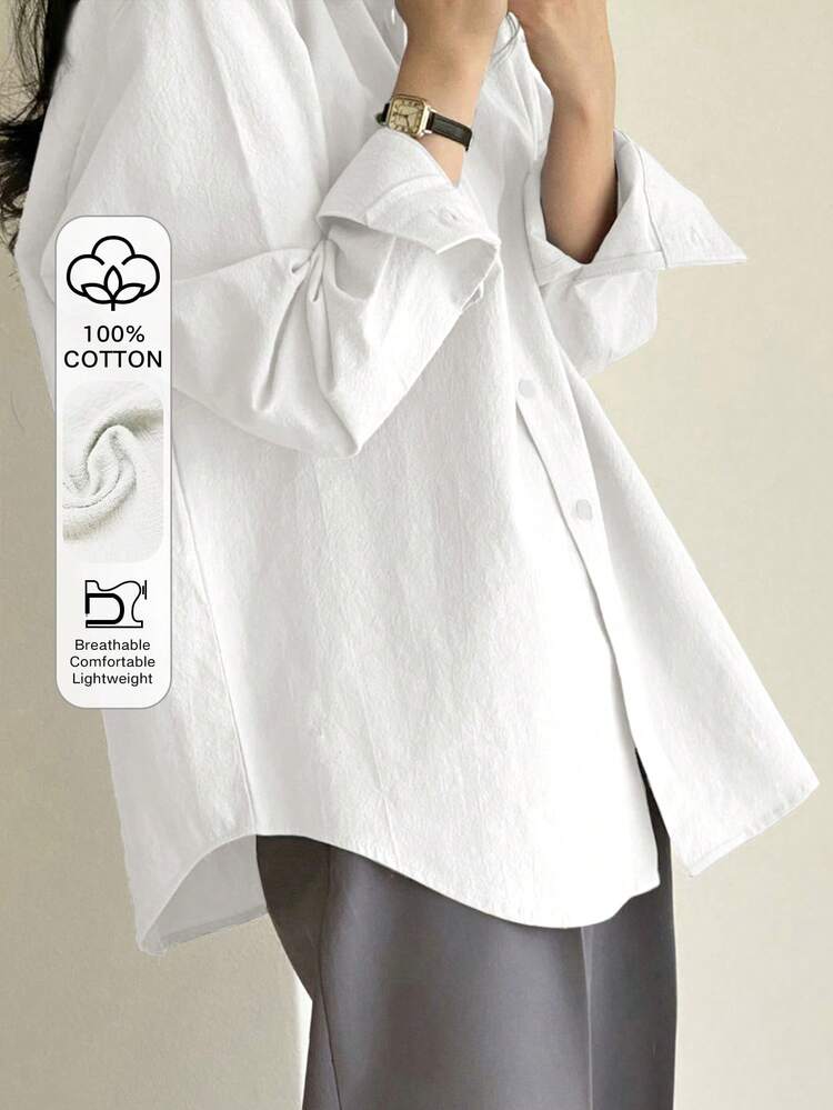 Tall Women's Oversized Turndown Collar Casual Shirt