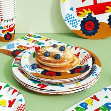 山地自行车一次性餐盘、餐巾纸和杯子，派对用品套装，可供 24 人使用，一次性纸质派对餐具，适合生日、婚礼、主题派对和家庭野餐。 - 查看 4