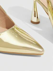 CUCCOO SZL Pointed Toe Thin Heel Strap Gold Sexy Women's High Heel Pumps For Christmas Spring Shoes - Gold - View 9