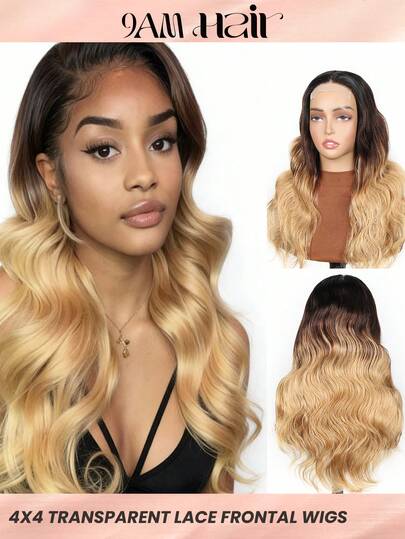 Tóc giả ren phía trước nhiều màu sắc nổi bật 1B/4/27 dành cho nữ, tóc giả ren phía trước 4*4 với đường chân tóc tự nhiên, kiểu sóng gợn nhẹ, thích hợp sử dụng hàng ngày và dự tiệc, quà tặng, mật độ 180%.