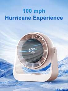 Teckwe 桌面无叶风扇，2000mAh + 2000mAh 总容量 4000mAh，USB 充电，多功能桌面风扇，100 档风速调节，静音涡轮风扇，空气冷却器，带液晶显示屏。（本产品不含充电线。） - 多色 - 查看 2