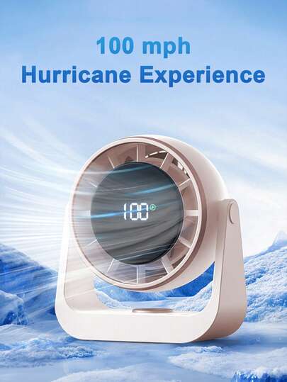 Teckwe Ventilador de mesa sin aspas, 2000mAh + 2000mAh Total 4000mAh, recargable por USB, ventilador de escritorio multipropósito, 100 ajustes de velocidad del viento, ventilador de turbina silencioso, enfriador de aire, con pantalla LCD. (El envío no incluye un cable de carga.)