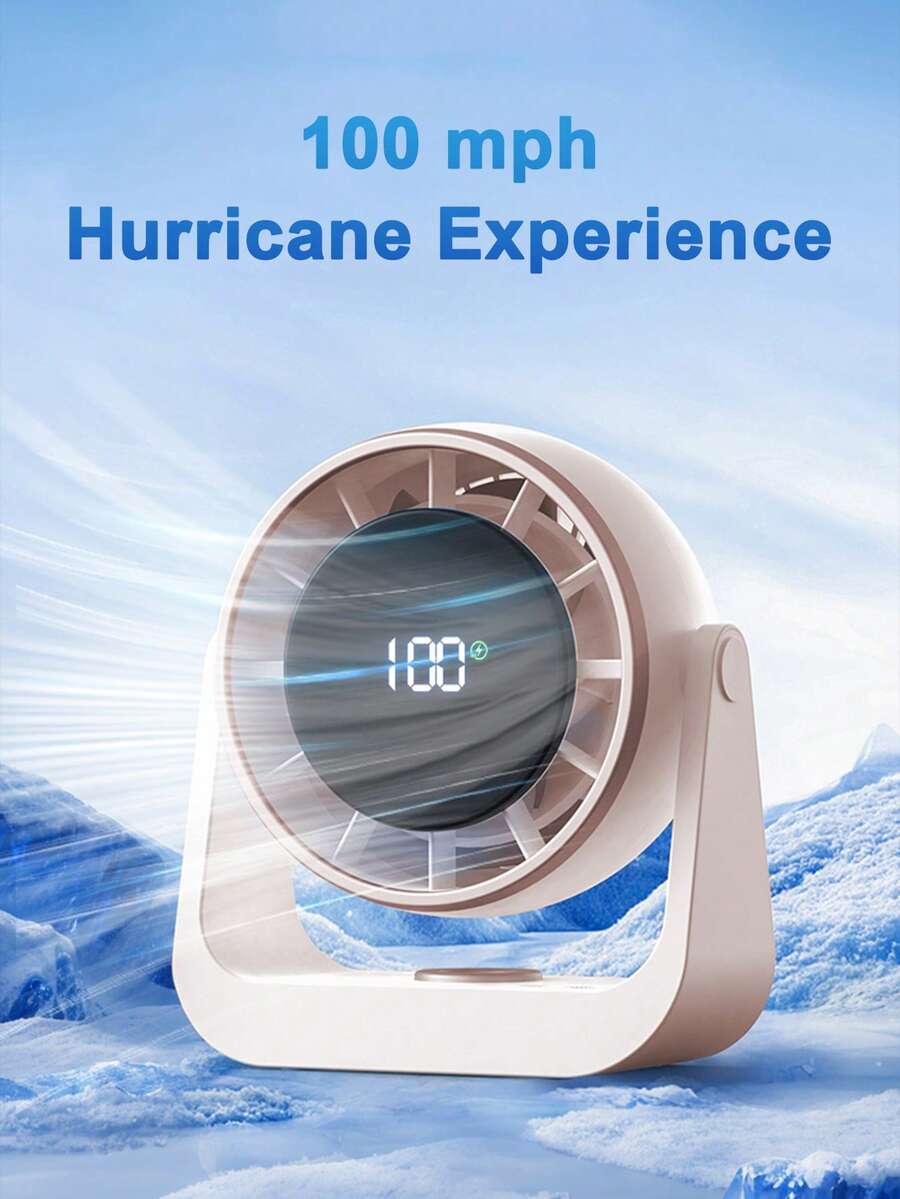 Teckwe 桌面无叶风扇，2000mAh + 2000mAh 总容量 4000mAh，USB 充电，多功能桌面风扇，100 档风速调节，静音涡轮风扇，空气冷却器，带液晶显示屏。（本产品不含充电线。）