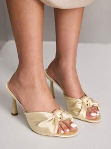 CUCCOO SZL 女士优雅扭结设计时尚百搭高跟凉拖 - 杏色 - 查看 7