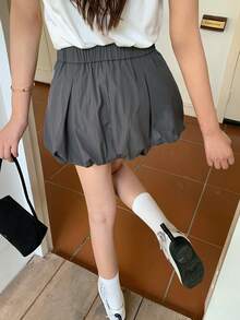 K-Vae 女士夏季新款荷叶边迷你裙，褶皱性感修身百搭休闲裙 - 灰色 - 查看 2