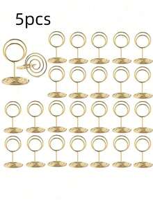 桌牌架、优质迷你桌号架、卡片架、金属丝照片架、装饰品、婚宴、派对、生日、桌面中心装饰、周年纪念派对（金色） - 金色 - 查看 13