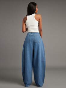 NYA SZN GEMSTONE CARPENTER BAGGY BARREL RELAXED JEANS - Medium Wash - View 2