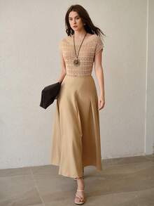 MOTF PREMIUM HOLLOW TEXTURED BAT WING KNIT SWEATER - Apricot - View 7