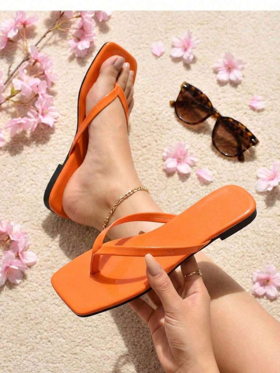 Set 750 Flat Crow's Foot Sandals Square Tip - naranja - View 1