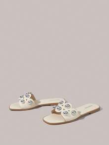 Styleloop Ladies, Buckles, Trim, Flat Sandals Holiday Travel Essential Boho Cowgirl Outfit - Apricot - View 3