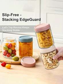 玻璃密封罐，适合储存食品，非常适合存放茶叶、谷物、坚果、零食、咖啡豆、糖、糖果、香料、厨房用品和酸奶。便携式透明食品容器，厨房谷物储存罐，婚礼礼物、圣诞礼物、万圣节礼物。 - 彩色 - 查看 8