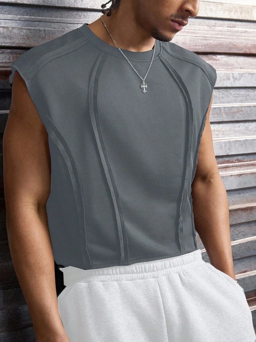AXEPEAK Tank Top Polos Kasual Pria, Serbaguna untuk Musim Panas - Grey - View 1