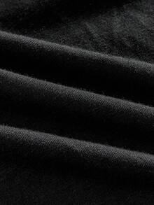 ROMWE MEN Goth Men's Letter Print Henley Neck Short Sleeve Casual T-Shirt - Black - View 4