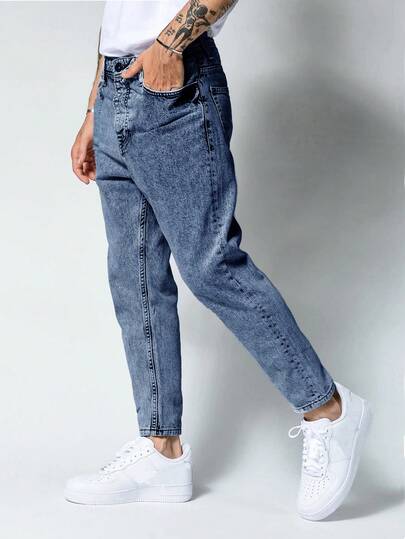 ROMWE MEN Street Life Men's Pocket Tapered Casual Versatile Jeans