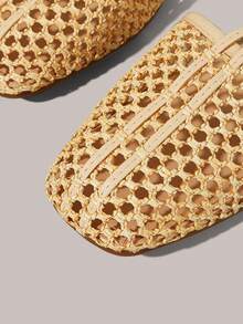 Styleloop Giày sandal đế bằng quai dệt dành cho nữ, kiểu dáng nghỉ dưỡng Boho Chic Retro American Western, giày dự tiệc, giày lười thoải mái, kiểu Mary Jane, thích hợp cho mùa nghỉ lễ, xuân và hè. - Màu vàng - Xem 4