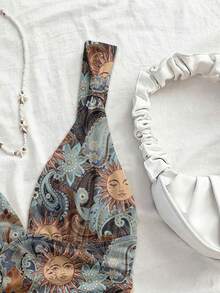 Soleia 女士优雅波西米亚风阳光花卉印花系带褶皱修身吊带背心 - 浪漫复古可爱吊带衫，适合春夏度假、海滩、邮轮、海岛旅行、音乐节、演唱会、约会、下午茶、婚礼宾客和城市探险 - 彩色 - 查看 6