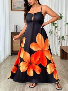 Weeklong 时尚休闲春夏法式复古优雅通勤度假金属镂空吊带连衣裙 - 黑色 - 查看 7