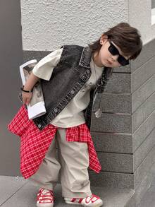 DAZY 男童时尚牛仔夹克 - 灰色 - 查看 8