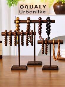 1PC 2 Tier For Necklaces Bracelets Pendants Walnut Wood Multifunctional Vintage Jewelry Display Stand For Home Dressing Table Store Display Great Gift Idea Jewelry Organizer Holder Rack - Multicolor - View 2