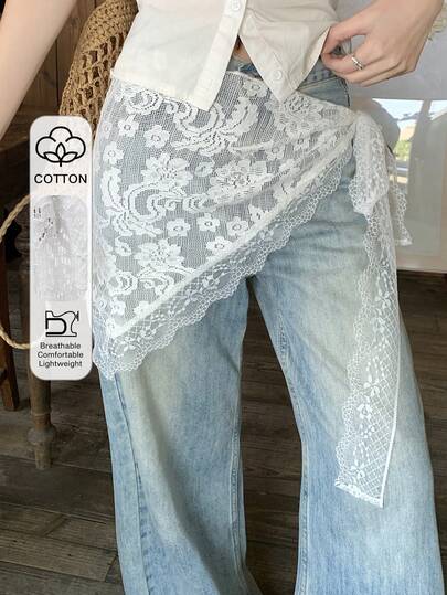 DAZY Women's Floral Lace Side Knot Fashionable Skirt