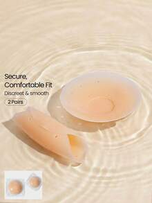 GLOWMODE 1 Pack Silicone Thin Seamless Adhesive Edge Non-Adhesive Center Reusable Nipple Covers Pasties Daily Casual Wear - Vanilla - View 1