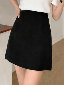 DAZY 女士纯色高腰休闲通勤短裙裤 夏季 - 黑色 - 查看 4