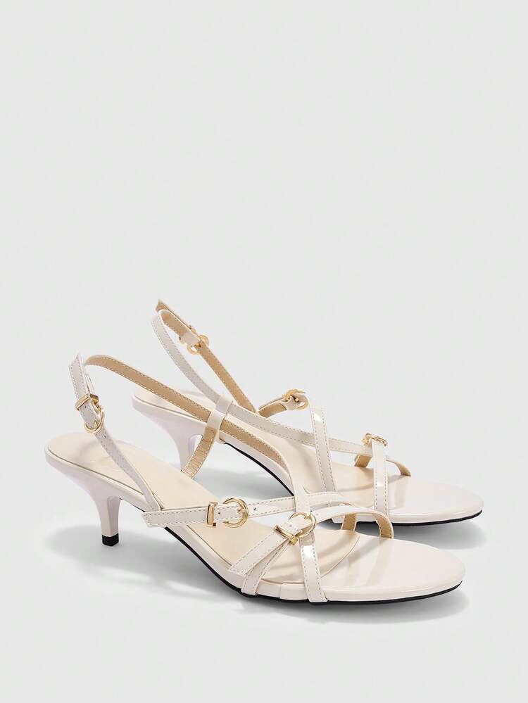 CUCCOO BIZCHIC Women Shoes Apricot Stiletto Sandals Cross Strap Combination Metal Buckle Design Workplace Commuting, Dating Out, Light Luxury Dinner Party, Retro Wear Fashion Women's Shoes