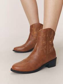 Styleloop 女士踝靴，棕色，焦糖色，波西米亚风，复古美式，波西米亚西部靴，科切拉音乐节，派对装扮，度假季，旅行必备 - 深棕色 - 查看 12