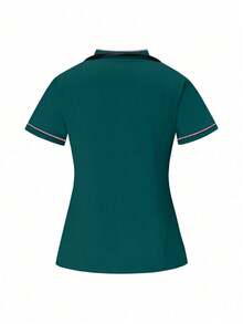 TaskEZ Scrubs Set: V-Neck Short Sleeve Top & Pants Scrub Uniform For Healthcare Workers - Dark Green - View 7