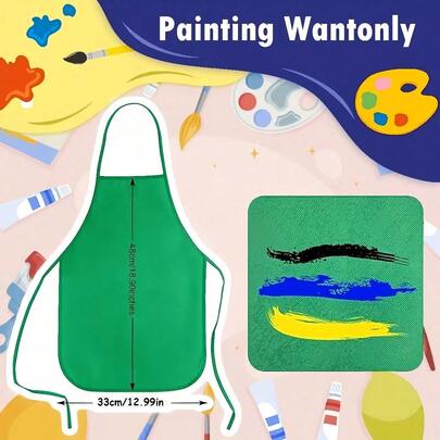 1/5/10pcs Aprons, Suitable For Children, Teens And Artists - Durable Non-Woven Fabric, Perfect For Classroom, Kitchen, Crafts And Party Activities, Children's Art Supplies, Craft Aprons, Fun Design.